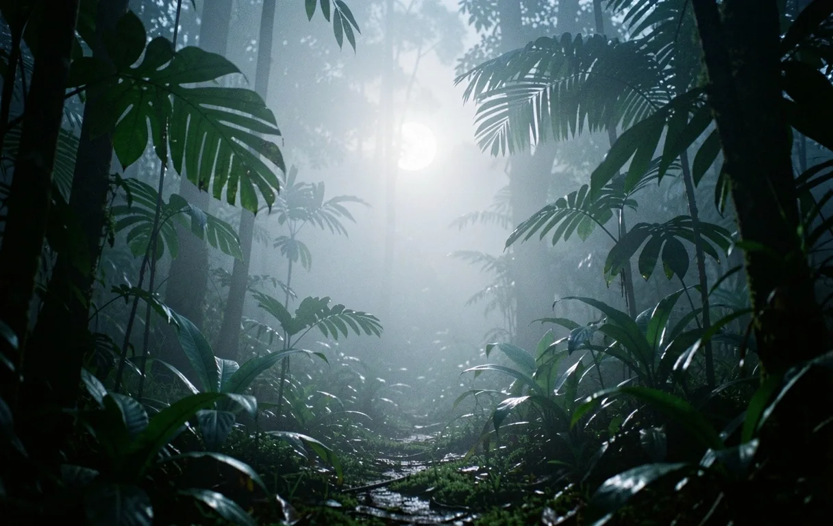 Atmospheric midnight forest